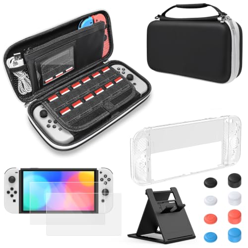 FYOUNG Étui de Transport et Housse de Protection, Kit Accessoires Compatible avec Switch OLED, Case de Voyage Portable, Coque pour Switch OLED, Protection...