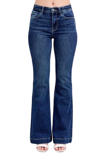 Judy Blue High-Waisted Trouser Flare Jeans – Tailored, Stretchy, and Timelessly Stylish Denim - 82637