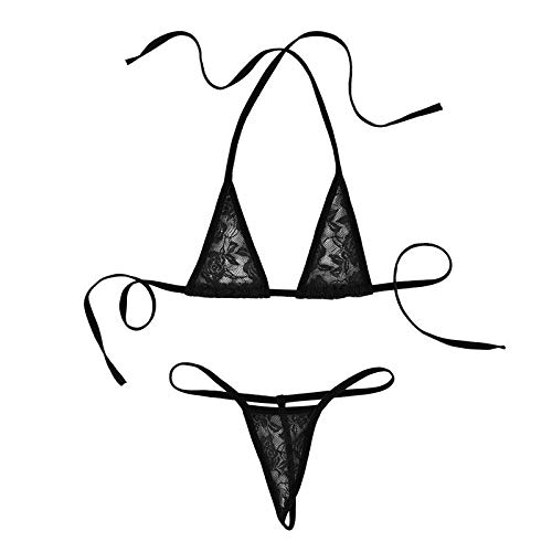 royal finish Women's Lace Micro G-String Bikini 2 Piece Sliding Top Thong Summer Trendy Bikini Set-picture-12