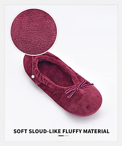 Image of Panda Bros 2 Pairs Women's Ballerina House Slippers, Anti-Skid Comfy Warm Ballet Style Slippers
