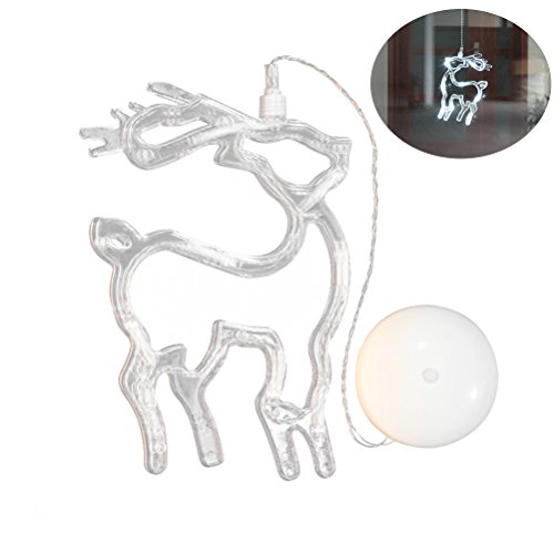 Preisvergleich Produktbild Elch hängenden Fenster Licht Weihnachtsbeleuchtung Batteriebetrieben für Weihnachtsdekoration (Pure White Light)
