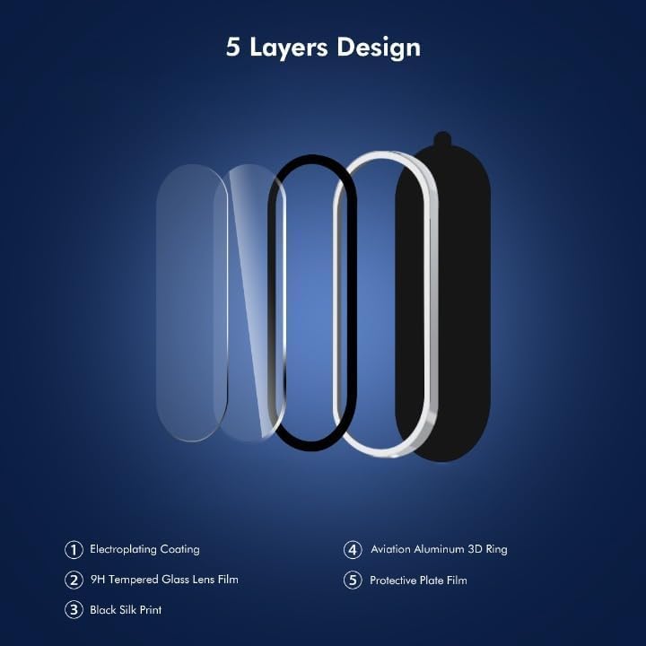 Image of Back Camera Lens Protector for vivo T4 Pro 5G |Scratch Resistant 9H Tempered Glass with Metal Ring Guard| Set of 1 Pairs (Black)