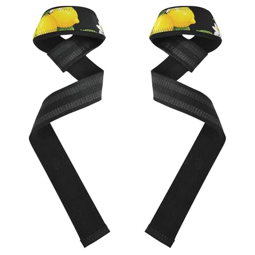 STAYTOP Yellow Lemons Wrist Straps for Weightlifting,Lifting Straps with Neoprene Cushioned Wrist Padded and Anti-Skid Silicone for Strength Training,Bodybuilding,Deadlifting