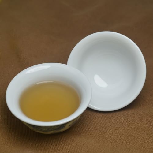 Image of Liang baobao Chinese Traditional Tea Tasting Cup Set of 4, 2oz White Porcelain Mini Cups for Gongfu Tea Ceremony (Peony)