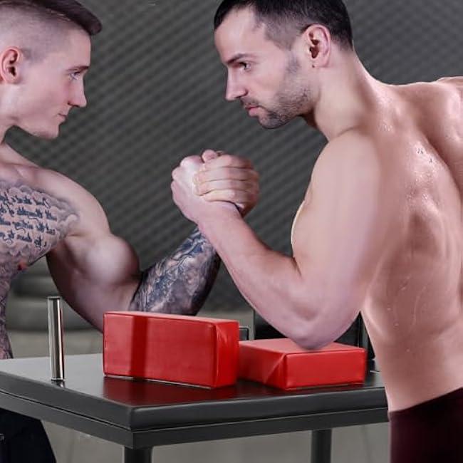 Professional Arm Wrestling Table, Stainless Steel Heavy Huty 2200 LBS Adjustable Standard Arm Wrestling Battle Table for Gyms, Sports Arenas, Home, Black &Red