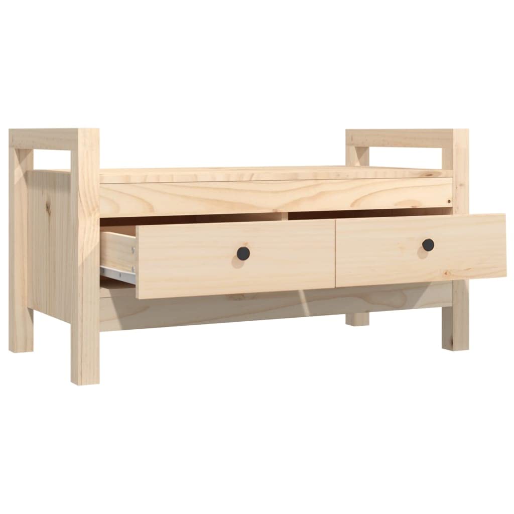 Ławka do przedpokoju 80x40x43 cm lite drewno sosnowe z 2 szufladami