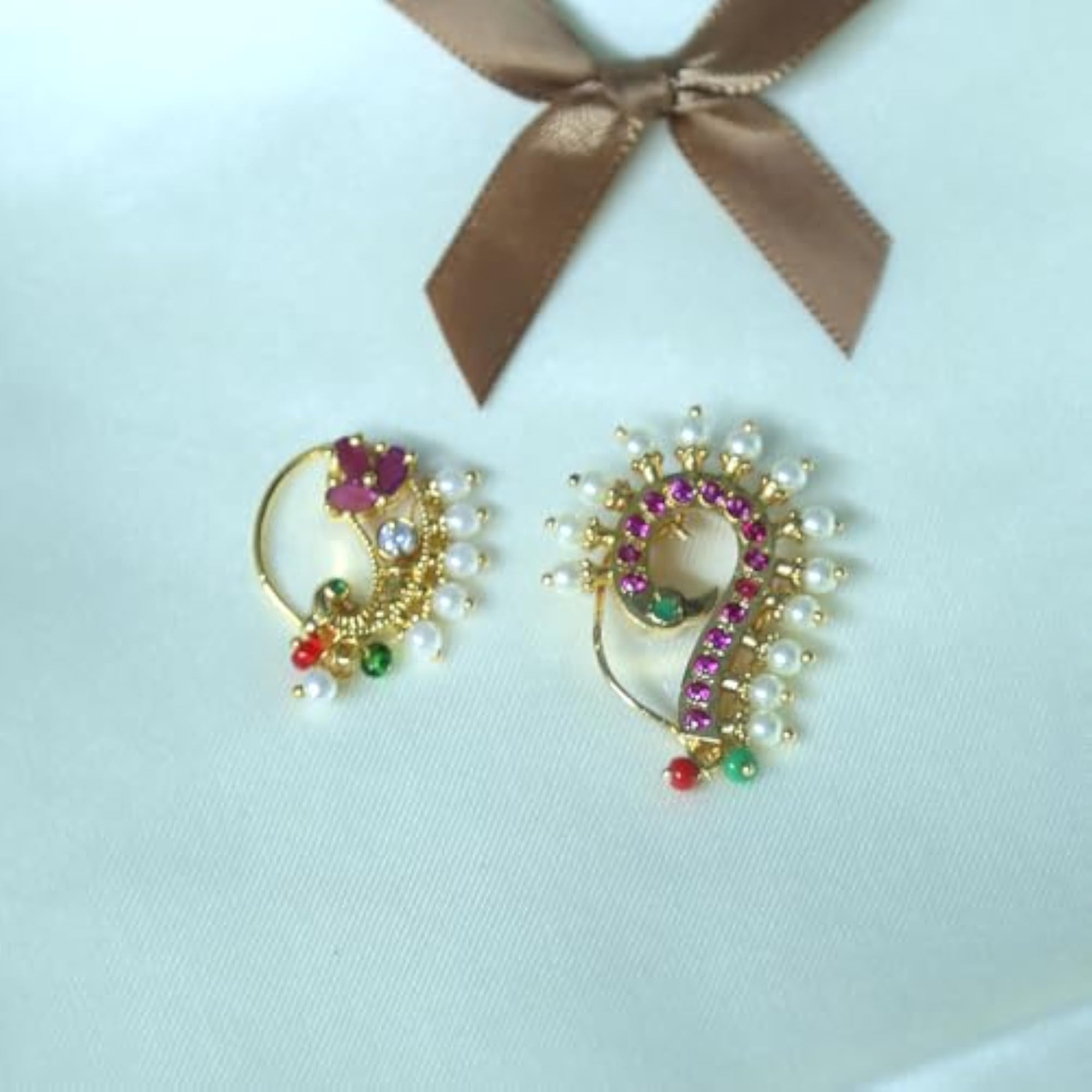 Maharashtrian Trendy Nose Pin with Peacock Shape