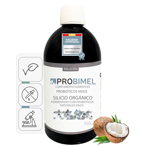 Silicio Orgánico Líquido de Probimel con Probióticos y Prebióticos Naturales Vivos para la Generación de Colágeno – Silicio para Huesos y Articulaciones, Cansancio, Artritis, Deportistas, para la Piel