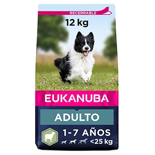 Eukanuba Alimento seco para perros adultos de razas pequeñas y medianas, rico en cordero y arroz, 12 kg