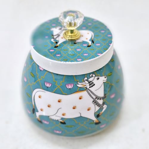 Image of Mix color Container jar Box Meenakari Design Return Gifts (Blue)
