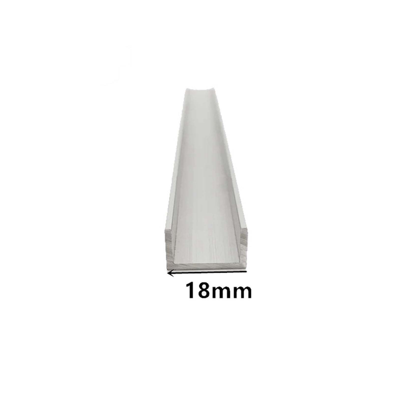 Perfil en U de Canal Aluminio, Perfil 6063 Forma, 18 mm x 10-30 0,9-2, 50 cm Longitud for Bricolaje y Enmarcado