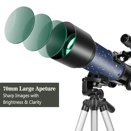 Teleskop für Erwachsene Anfänger, 70mm Aperture 400mm AZ Mount Voll Multi-Coated Optics Refraktor...