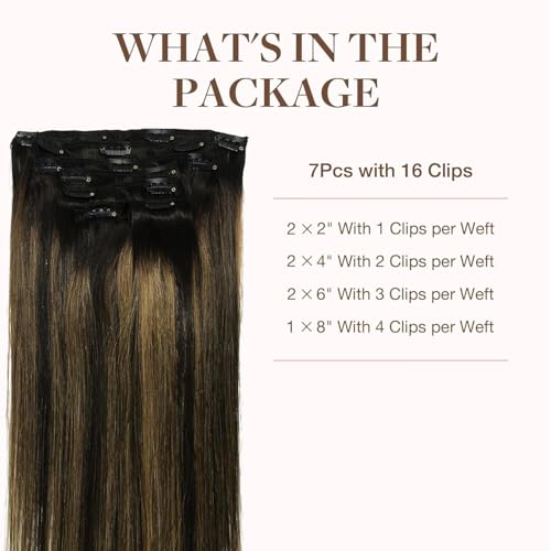 Image of GOO GOO Clip in Hair Extensions Real Human Hair Balayage Remy Extensions