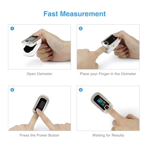 Image of Mibest Pulse Oximeter Fingertip, Blood Oxygen Saturation Monitor (SpO2) with Rate Measurements and Waveform Graph, Portable Digital Reading OLED Display, Batteries Lanyard and Carry Case Included