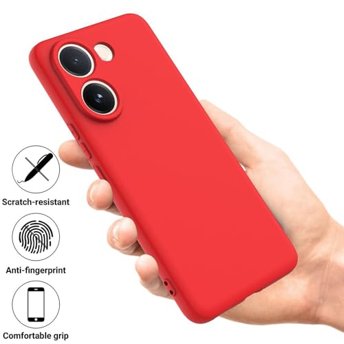 Image of Back Cover for Vivo V60e 5G | Full Camera Protection | Premium Liquid Silicon Case | Flexible Bumper Case for Vivo V60e 5G (Red)