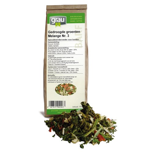 GRAU Original Dried Vegetable Mix for BARFing, Veggie Mix ‘Mix No. 3’, Pack of 1 (1 x 500 g), Feed Supplement for Dogs