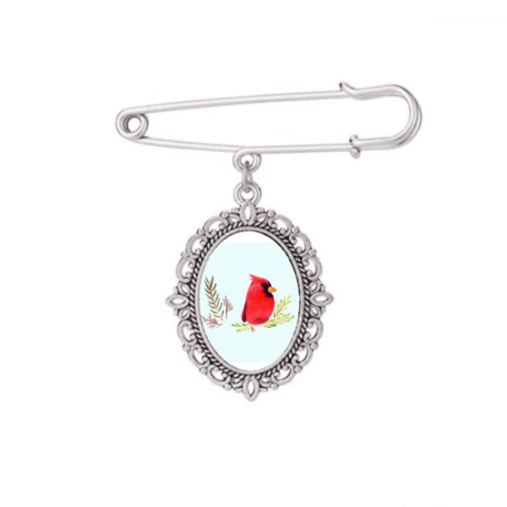 Broche oiseau magpie rouge taille M accessoire de mode pour robe chemise et châle - 5