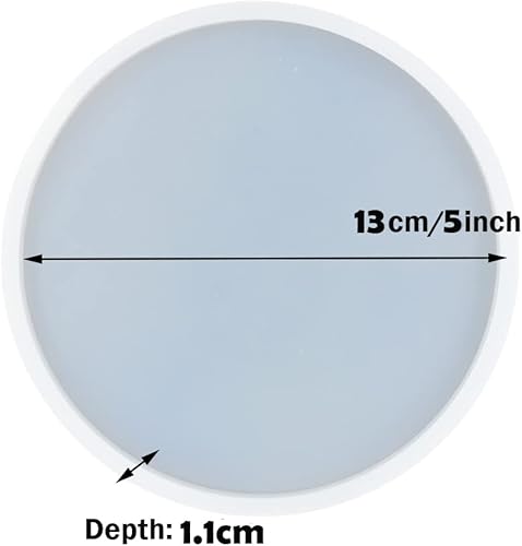 Miniatura 2 de Molde epoxi de forma redonda, 5 piezas, molde de silicona de base redonda, tamaño más grande, 5 pulgadas
