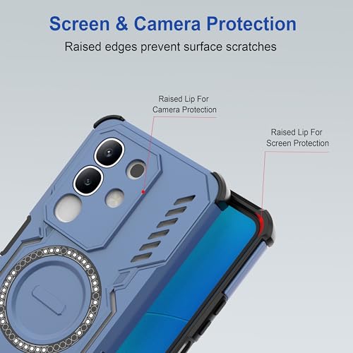 Image of Zapcase Back Case Cover for iQOO Z10x 5G | MagSafe Case with Built-in Metal Ring | Supports MagSafe Charger, Wallet & Car Mount | Shockproof Hybrid PC + TPU | Blue