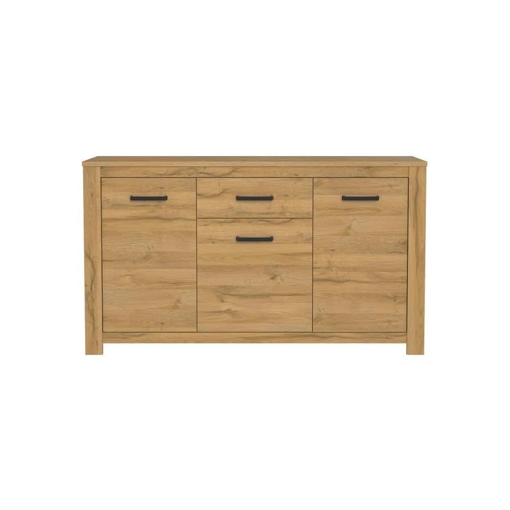 FORTE Havanna Kommode mit 3 Türen und 1 Schublade, Holzwerkstoff, Alteiche, 62 x 95,7 x 161,4 cm