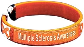 Multiple Sclerosis Awareness Bangle Bracelets - Orange Ribbon Awareness Bracelets Perfect for MS Awareness Campaigns, Support Groups, Gift-Giving and Fundraising
