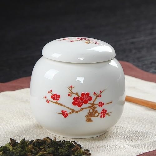 SONGCHAO Sugar Jar Chinese Style Ceramic Tea Canister, White Coffee Bean Canister, Mini Salt Shaker, Portable Sugar Shaker, Suitable for Travel or Home Use Tea Canister (Color : 08)