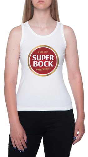 GUNMANTOR Super Bock Since 1927 Logo Weißes T-Shirt Damen Mit Kurzen Ärmeln Und Rundem Hals White Womens