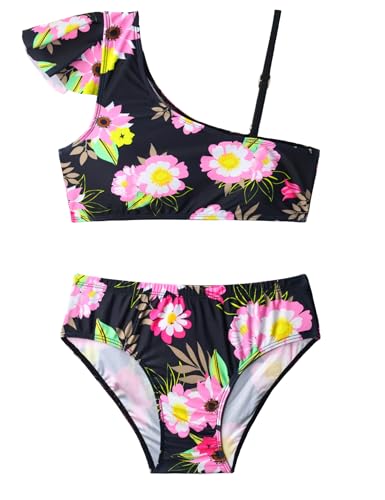 Image of Girls Swimsuit Bikini Set 2 Piece Quick Dry Ruffle Bathing Suit Teens Swimwear with Spaghetti Strap