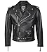Price comparison product image Skintan Mens Black Real 100% Genuine Leather Brando Motorcycle Biker Classic Motorbike Jacket 2XL - 46