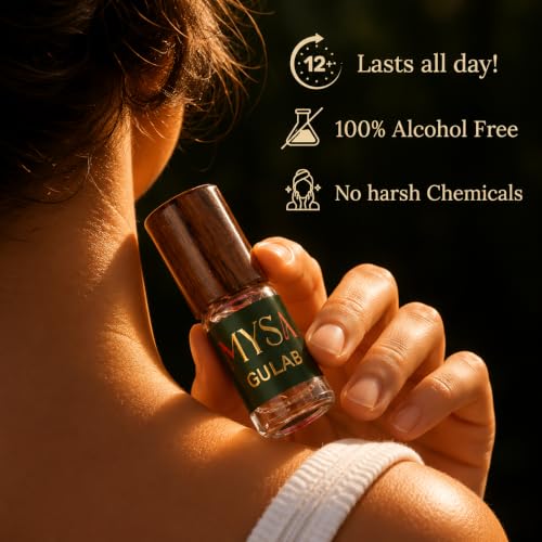 Image of Certified Natural Gulab Ittar | 100% Pure & Natural Rose Attar Perfume Oil | Alcohol-Free, Skin-Friendly, Long Lasting Floral Fragrance for Men & Women | Aromatherapy & Therapeutic Benefits | Made in India | 3ml