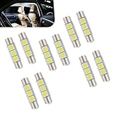 Ferianl 10PCS Led Sun Visor Vanity Mirror Lights, T6 DC 12V 3SMD 5050 Chips 300LM Super Bright Car Led Bulbs, 180 Degree Lighting Reading Lamp for Vanity Mirror Lights Interior Sun Visor (White)