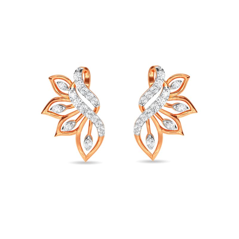 Image of KISNA JEWELS 14KT|18KT BIS Hallmark Pure Gold and Diamond Danglers Earrings For Women with Screw Back clouser
