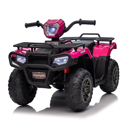MINENICE Quad Coche Eléctrico para Niños, MTB para Niños, con Luz, Música, Altavoz, Batería 12V Durante 10 Horas, Peso Máximo 25 kg, Regalo para Les (Rosa)