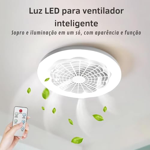 Ventilador de Teto com Luz Lâmpada LED Silêncios para Encaixe E27 Ventilador de teto Portatio Com Co
