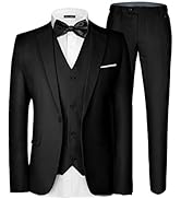 MAGE MALE Men's 3 Pieces Suit Elegant Solid One Button Slim Fit Single Breasted Party Blazer Vest...