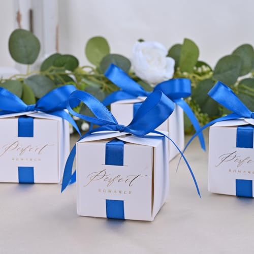 Image of Double Face Royal Blue Satin Ribbon 1 /2 inch X 50 Yards Polyester Royal Blue Ribbon for Gift Wrapping Very Suitable for Weddings Party Invitation Decorations and More