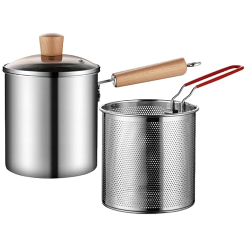 VALICLUD 1Juego Olla de Freír de Inoxidable con Canasta Freidora de Gran Capacidad para Cocina Mango Térmico y Diseño para Uso Doméstico Aire
