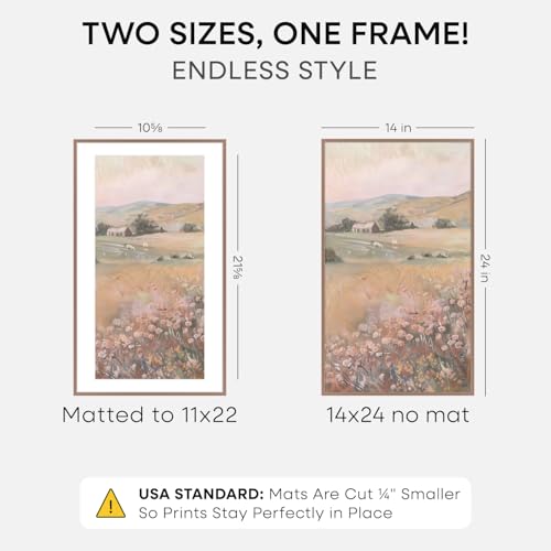 Image of Homeforia 14x24 Picture Frame Mocha, High End Metal 14x24 Poster Frames with Mat 11x22 Photo, 14 x 24 Mocha Frame Matted to 11 by 22 Print, 24by14 Thin Hanging Frames, Tempered Glass, Wall Kit, Set of 1