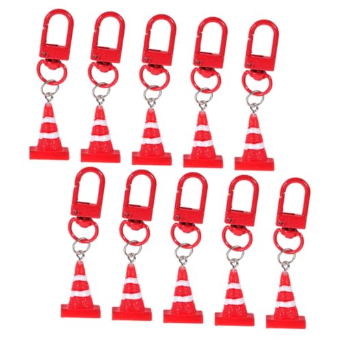 BRIGHTFUFU 10pcs Resin Traffic Cone Pendant Keychain Gold Plated Charms Keychain Wallet Trendy Decorative Pendant for
