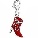 Sexy Sparkles Clip on Cowboy Boot Charm Dangle Charm Pendant for European Clip on Charm Jewelry with Lobster Clasp