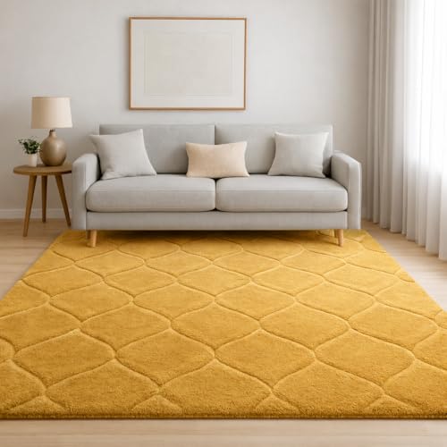 Image of Carpet for Hallway, Kitchen, and Modern Interiors, Cozy Shag Runner for Living Room, Entryway & Office Decor Size 2x5 feet Full Gold