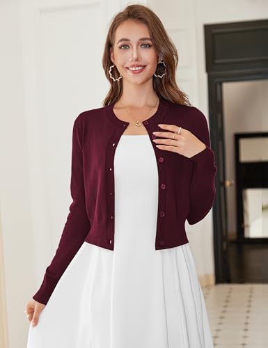Image of LETDIOSTO Cropped Cardigan Bolero Shrug for Women, Button Down Long Sleeve Knit Sweater for Dresses,for Jeans, XS to XL