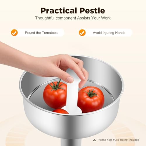 Macchina elettrica per Salsa di Pomodoro - con Filtro in Acciaio Inox per Salse Fatte in casa, Puree e marmellate con Imbuto Grande