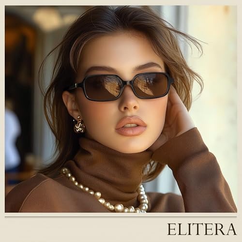 Retro Polarized Sunglasses for Womens - Men Trendy Rectangle Sunglasses Vintage 90S Style Small Sunnies(,50mm)3