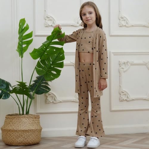 Image of Tween Girls Clothes 2 Piece Long Sleeve Top + Denim Cargo Pants, Teen Girls Fall Clothing Set, Sizes 5-12 Years