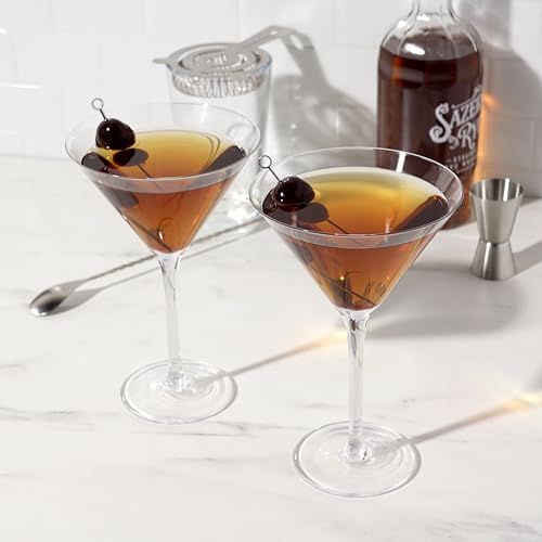 Image of True Manhattan Martini Glass, Crystal Cocktail Coupes, Clear Glass, Cocktail glass set, Dishwasher Safe, Holds 12 oz., Set of 4