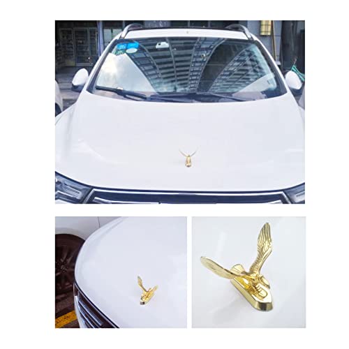 Image of 3D Emblem Eagle Hood Ornament Car Front Bonnet Metal Chrome Decal Sticker Badge for Truck Vehicle Auto (Gold)