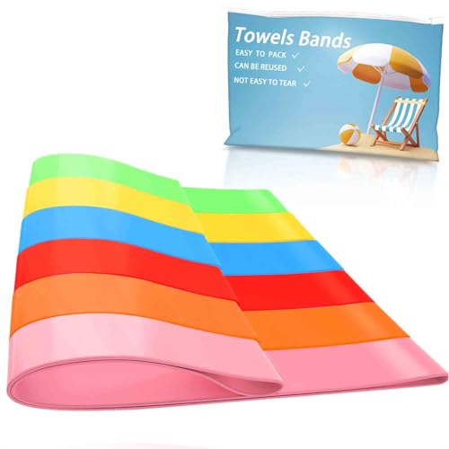 Towel Bands for Cruise and Beach Chairs - Ship Essentials - Alternative to Clips - Vacation Accessory Gifts - Thicken Bands 6 PCS