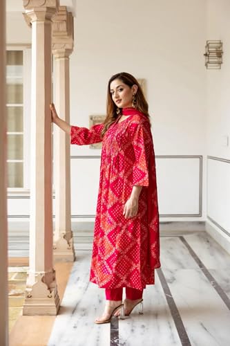Image of ANNI Designer Women's Rayon Viscose Anarkali Printed Kurta with Pant & Dupatta