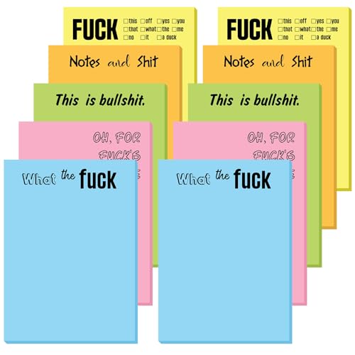 Sayglossy 10 Pcs Funny Sticky Notes for Adults Inches Large Sticky Notepad Christmas Fun Gifts...